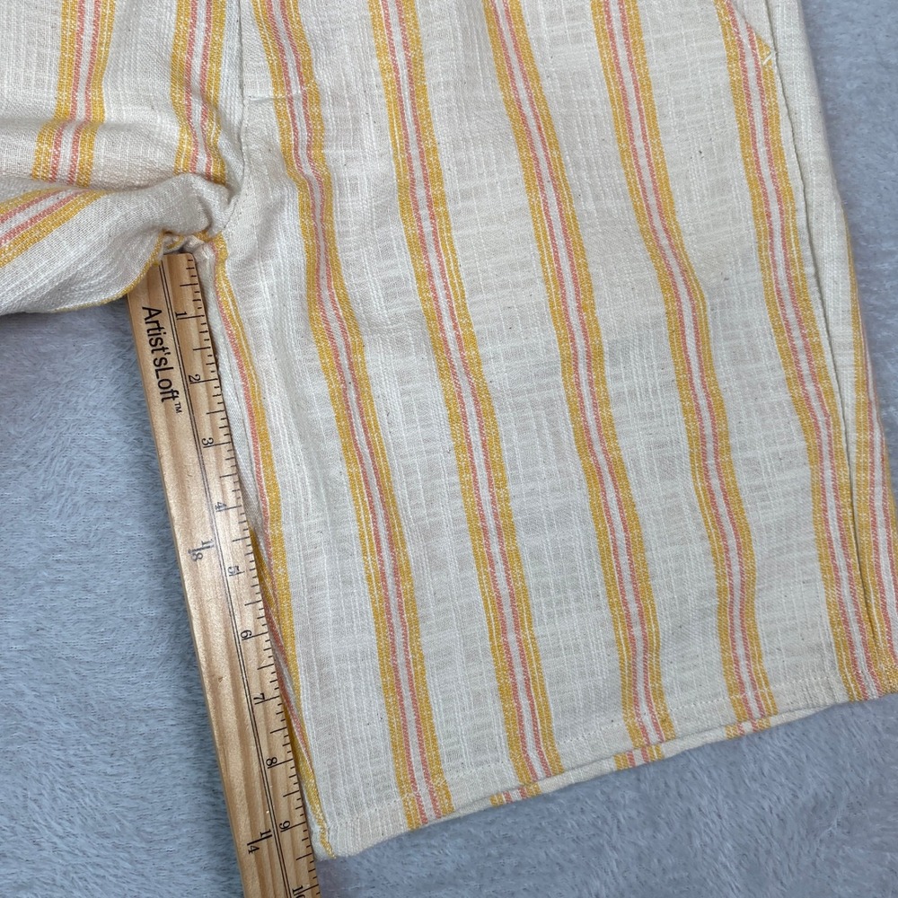 Zara Mens Textured Striped Shorts M Cream Orange Nautical Moroccan Coastal Beach - Picture 8 of 10